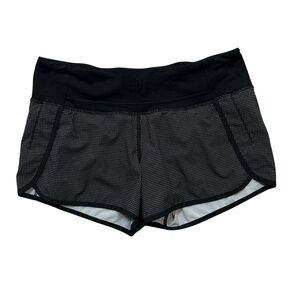 Lululemon Run Times Short 4" 4-Way Stretch Black Check Lined Running Size 6